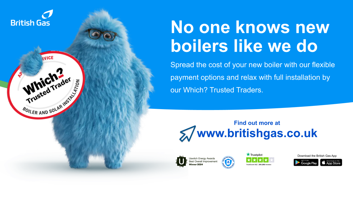 Wide British Gas new boiler campaign display advertisement